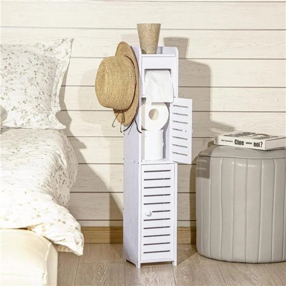 Small Bathroom Storage Cabinet, W5.9 x D6.2 x H31.5, 4 Tier (White)